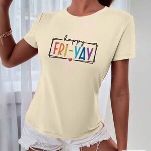 Happy Fri-Yay Cream Fitted Short Sleeve Teacher Tee